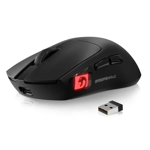 MAMBASNAKE M4 Tri-Mode Ultra Light Wireless Gaming Mouse - 53g, USB Type-C Rechargeable, 400mAh Battery, Color LED Screen, 2.4g/Bluetooth/USB-C Connection, Huanyu Micro-Switches, Gaming Setup Accessories, PC Computer Peripheral