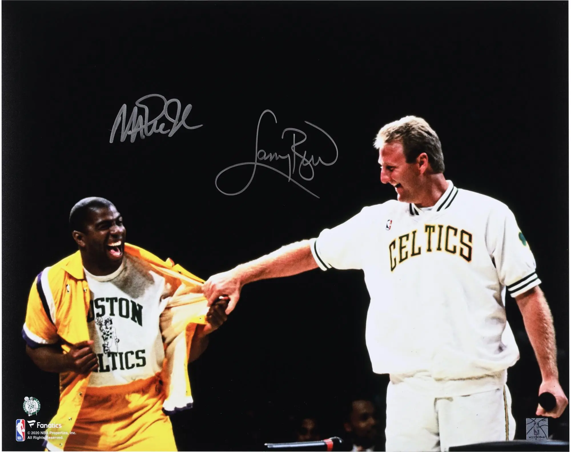 Larry Bird and Magic Johnson Autographed 16" x 20" Laughing Photograph - Fanatics Authentic Certified