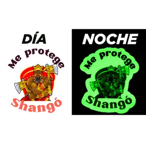 Sticker Fluorescente "Shango - Orisha del Fuego y el Rayo" Waterproof Car Clip for Windows Intense Glow High-Quality Materials Easy to Apply Spiritual Protection
