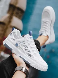 Men's Breathable Canvas Sneakers, Trendy Student Casual Low Top Shoes, Comfortable All-Season Footwear, Fashionable Design