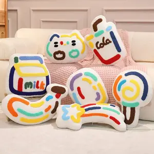 Dopamine Colorful Pillow, Comfortable Cushion for Sofa Bed Living Room Home Decor, Rainbow Lollipop Milk Creative Pillow, 33x32cm Gift