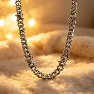 Thorn Necklace Men's Cuban Chain, Hip-Hop Necklace, Versatile and Simple Men's Necklace