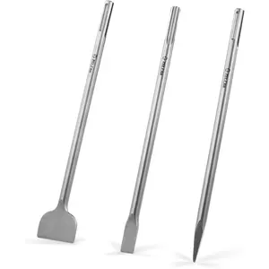 Chisel Set with SDS Max Shanks, 3pc Masonry Concrete Bit Set, 18" Flat Point Scaling Chisels 40Cr SDS Max Bits Home Improvement Tool Kit for Brick Stone Concrete