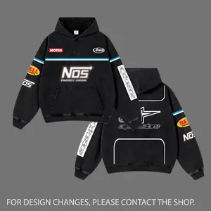 NOS Energy Sport Racing Retro Acid Washed Hoodie Motor World Champion Enthusiast Apparel Streetwear Racing Team Super Motorsports Clothing Motobike Riders Supermotor Off-Road Dirt Bike Fan Gear Cotton For Motor Fan