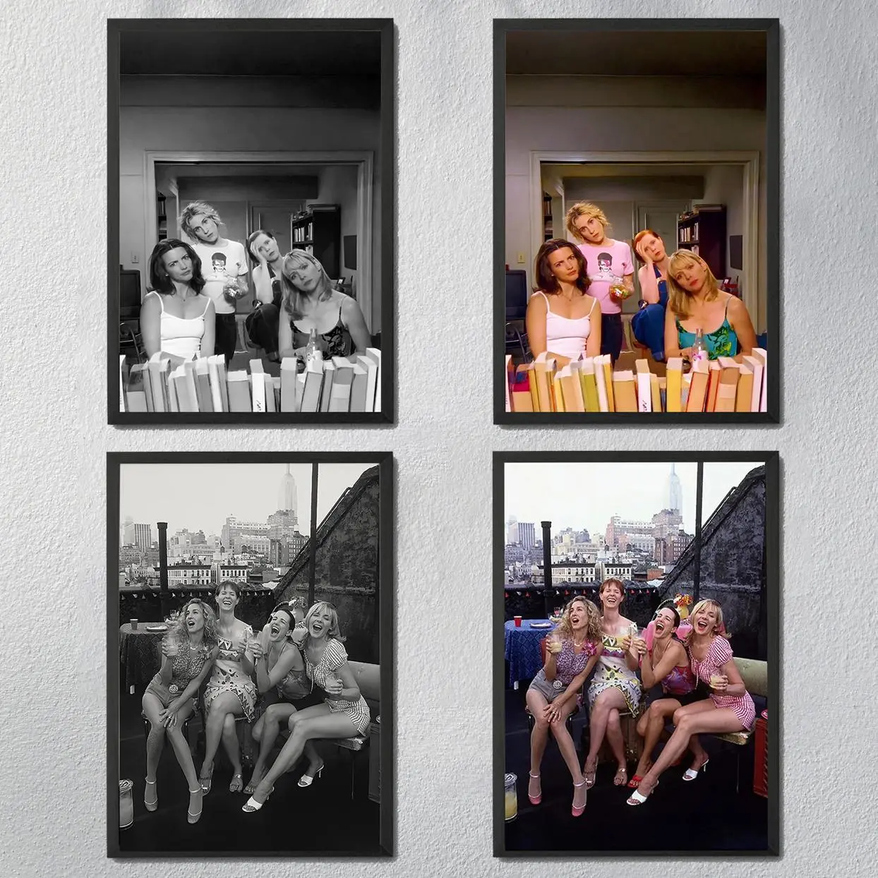SATC Vintage Girls Poster Retro 90s TV Show Wall Art Decor Gift for Fans Funny Pop Culture Bathroom Print Home Decorations - NO FRAME