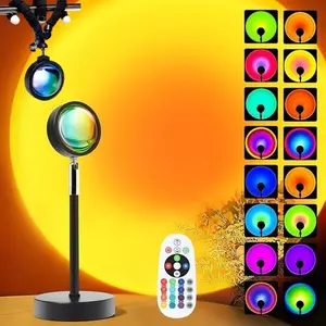 16-Color RGB Sunset Lamp Projector with Remote, Adjustable Brightness, Standable & Hangable, Ideal for Bedroom, Living Room, Home Decor
