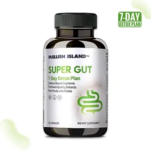 MELISH ISLAND 7-Day Detox Plan - Super Gut Capsules with 6 Billion Probiotics, Dietary Fiber for Digestive Health