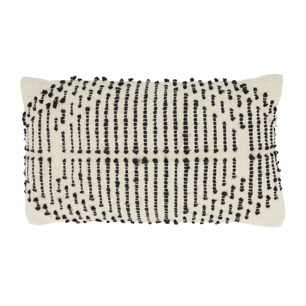 Saro Lifestyle 8114.BK1420BP Handwoven Standard Pillow, 14x20 in. Diamond Oblong Woven Elegance Poly-Filled Throw Pillow, Black, Handwoven Standard Pillows