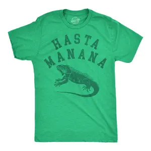 Mens Funny T Shirts Hasta Manana Iguana Sarcastic Spanish Joke Tee For Men Mens Funny T Shirts Cool Vintage Fashion T-Shirt Gift Classic Menswear Funny Animal Short Sleeve Novelty Tees for Guys Green -