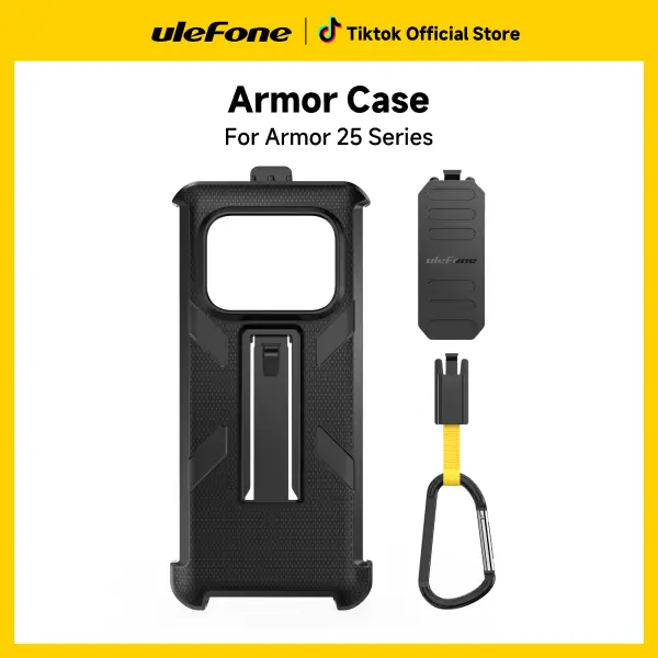 Ulefone Armor 25 Series Multifunctional Protective Case Original TPU Black Case Armor 25T Pro with Back Clip Carabiner