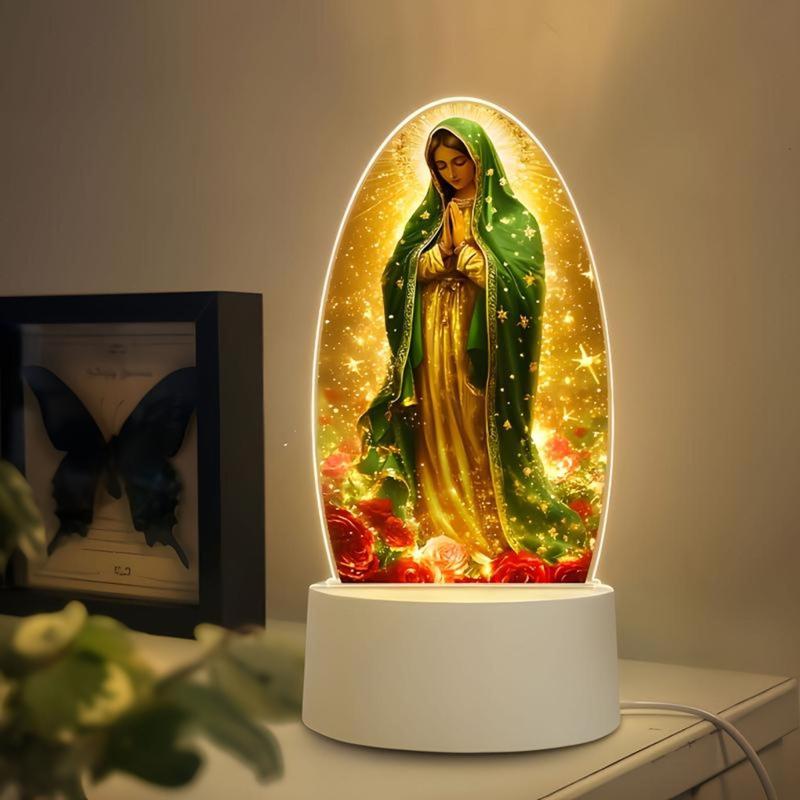 Our Lady of Guadalupe 3D Night Light, Virgin Mary LED Lamp for Home Altar & Prayer Room, Catholic Religious Decor, Spiritual Blessing Gift for Mom