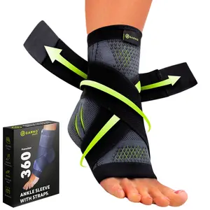 Ankle Brace – Compression Foot Sleeve with Straps for Men &, Plantar Fasciitis & Achilles, Heel & Arch Pain Relief, Swelling & Injury Recovery, Protection for Sports, Running & Basketball (One Size Fits Most, Black)