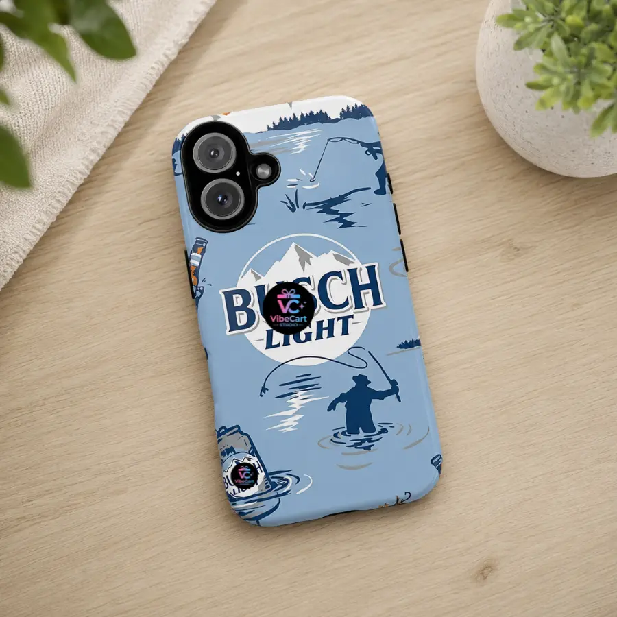 B*sch Light Fishing Phone Case, Outdoor Lake Mountain Angler Graphic Protective Cover, Beer Lover Fisherman Gift and Camping Accessory