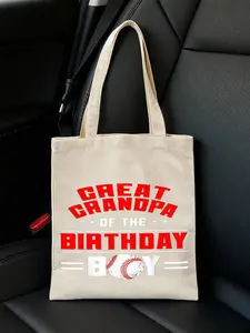 Exquisite Printed White HandbagGreat Grandpa Birthday Canvas Tote Bag - Durable White Cotton Bag with Red Block Letters, Stylish Long Shoulder Straps, Perfect for Gifts, Shopping, or Daily UseTravel Universal Makeup Storage Commuting Bag