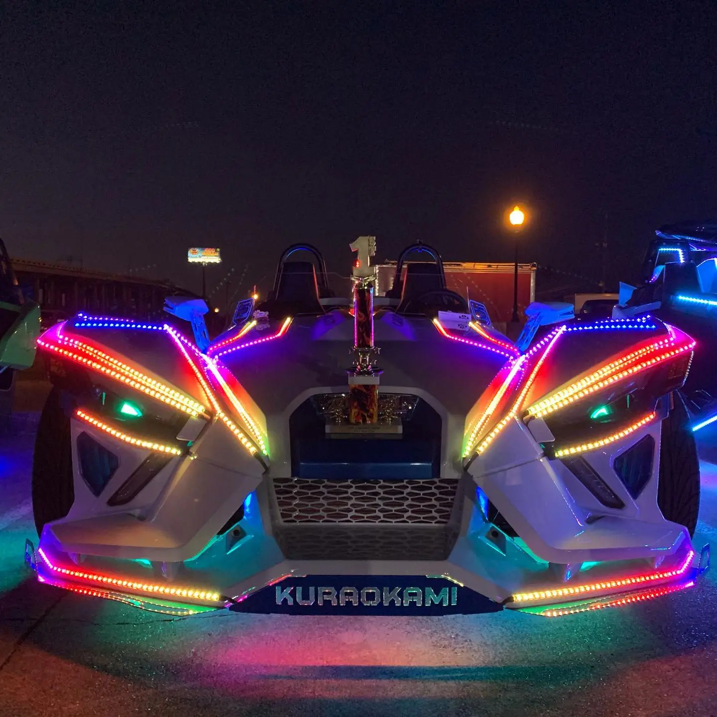 YDZWAVUI 8PCS 4FT RGB LED Lighted Underglow Strips for Polaris Slingshot GT-LE-S-SL-SLR-SLR LE, 12V DC, App+Remote Control, IP68 Waterproof, Color Changing, Music Sync, Chasing Modes, Easy Wire Outdoor Car Decorative Lights