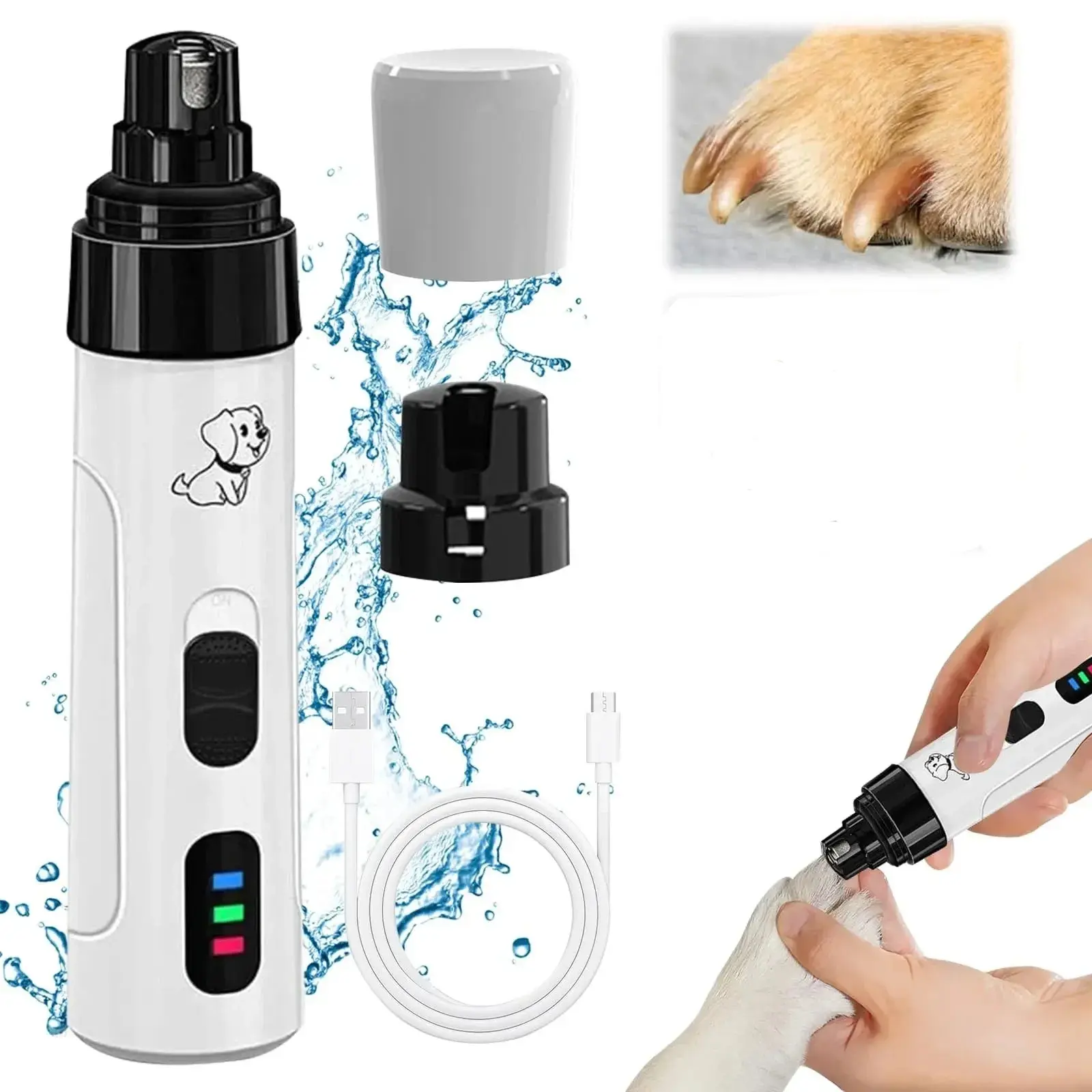 Heusom Adjustable Silent Pro Dog Nail Grinder - Upgraded At-Home Canine Grooming Tool with Diamond Drum, Adjustable Grinding, 0.4 lbs, 6.97x4.25x1.65 in, Car Exterior Accessory Decoration Compatible, 0.4 Pounds, 6.97X4.25x1.65 Inches