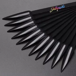 50 Pcs Nail Swatch Stiletto Shape Practice Nail Tips Nail Polish Black for Nail Art and Nail Care Plastic