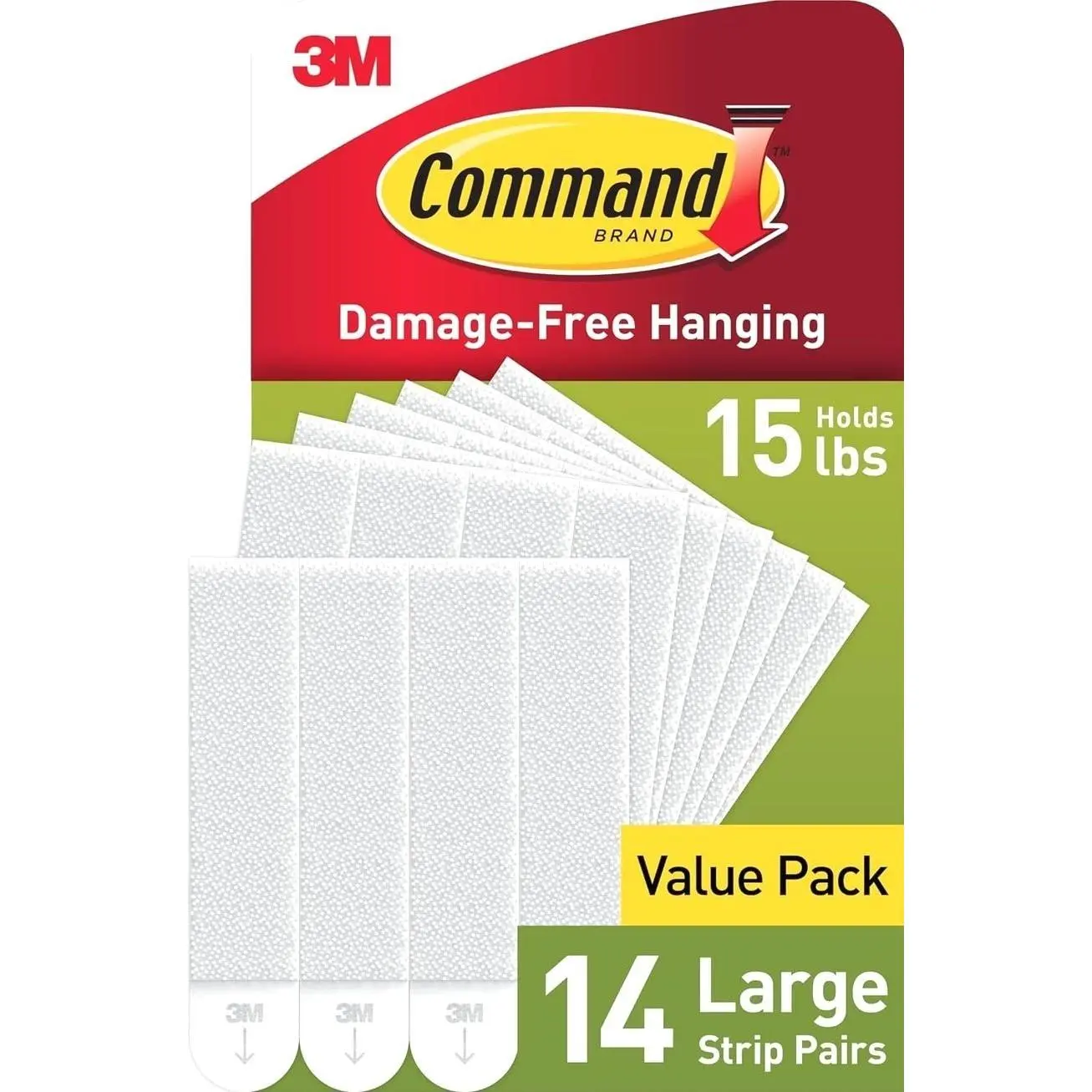 Command 15 lb Large Picture Hanging Strips 14 Pairs (28 Strips), Damage-Free Hanging Picture Hangers, No Tools Wall Hanger for Home Decor, White Adhesive