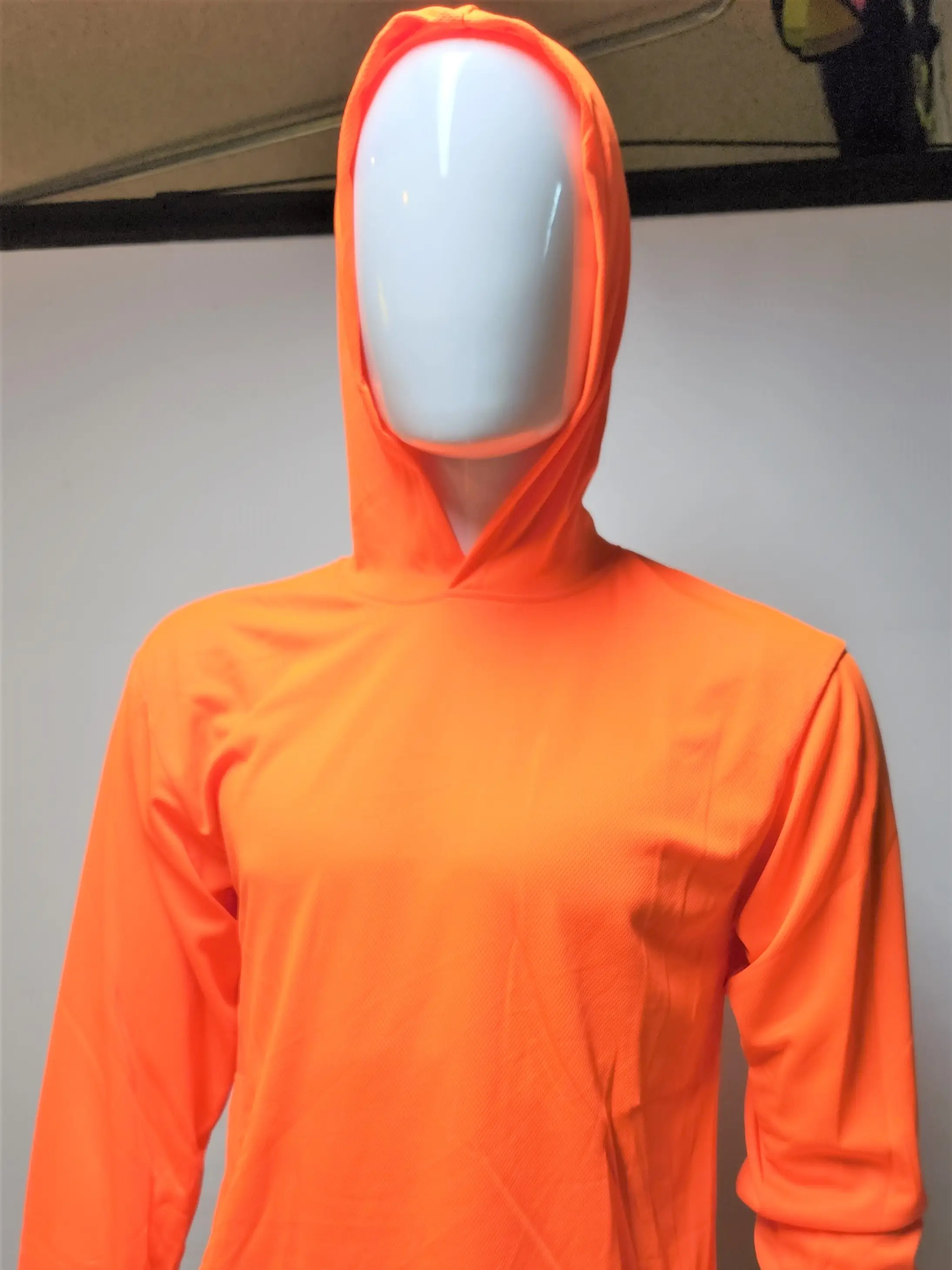 Hi Vis Long Sleeve Safety Shirt With Hoodie, Quick Dry Polyester Birdeye mesh / Ultra lightweight hoodie shirt Reflective Thin Pullover Longsleeves