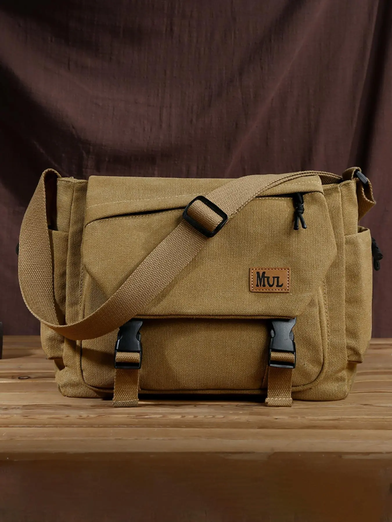 Men's Casual Plain Crossbody Bag, Fashionable Canvas Shoulder Bag for Work & School & Travel, Multi-pocket Design Crossbody Bag for Daily Use