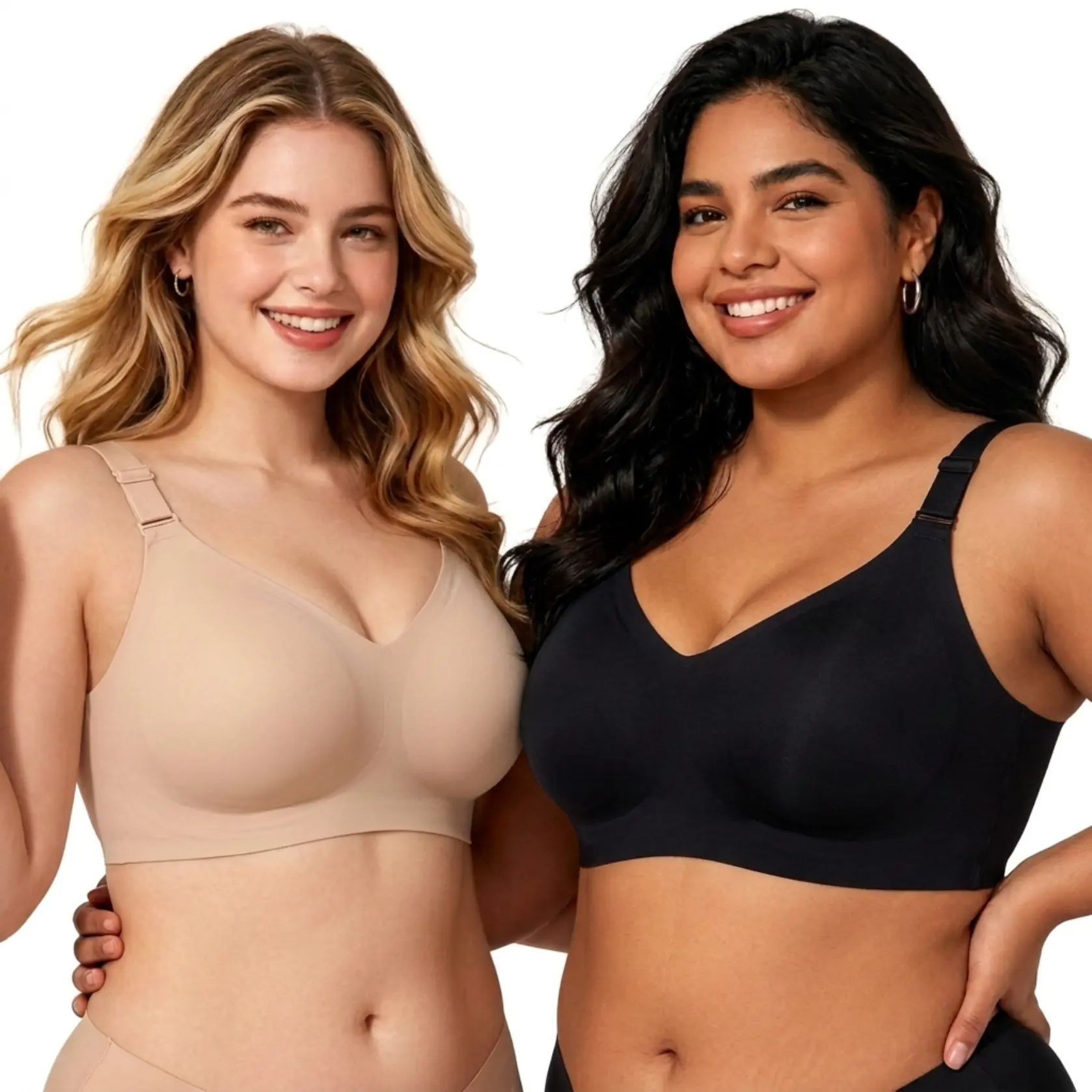 2/3 PCS Womens Seamless Jelly Bra - Fixed Cup, Full Coverage Wireless Bra,No Side Spillage, Breathable & Plus Size Friendly
