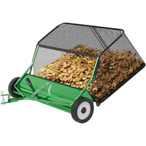 Tow Behind Lawn Sweeper, 48 Inch Wide Sweeping Path with 25 cu ft Large Capacity Hopper, Heavy Duty Adjustable Brush Height for Yard, Lawn and Farm Cleanup (Tow Behind-25 cu-Green)
