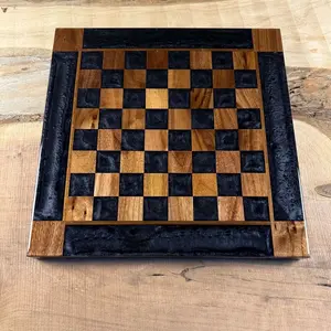 Black Onyx Walnut Chess Board (INCLUDES PIECES)