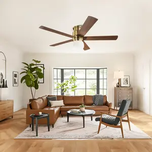 Parrot Uncle 52 Inch Fanny Double-sided Blades Flush Mount LED Ceiling Fan with Remote Control & Bohemian-Inspired Beaded Dome Light