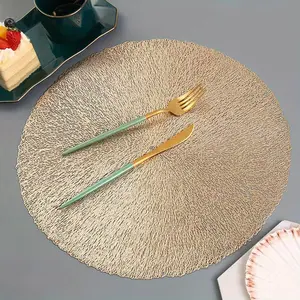 Circular Minimalist Openworked-out Hot-stamped Golden Table Mat Coaster Golden
