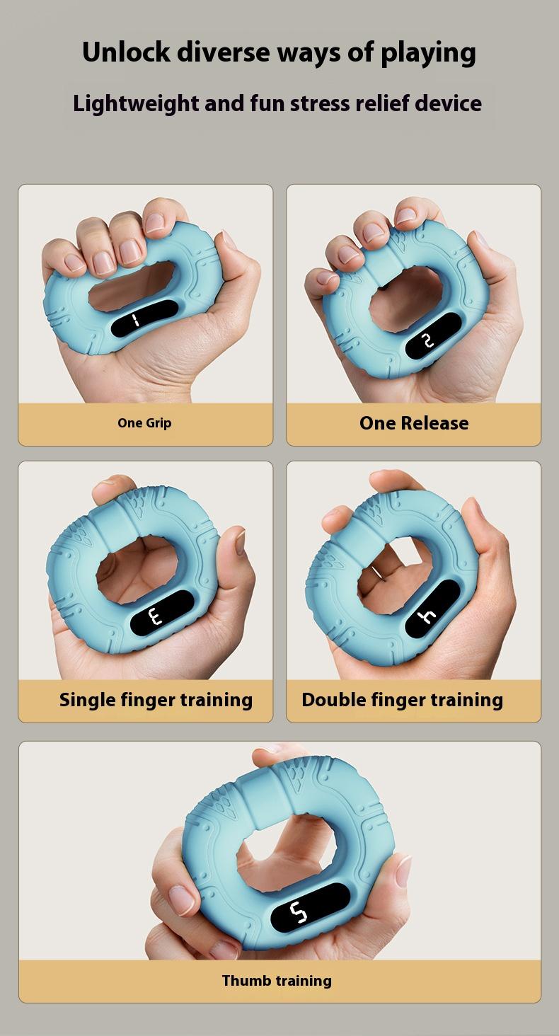 Smart silicone gripper to exercise finger strength grip ring connected to Bluetooth counting and page turning video grip ring