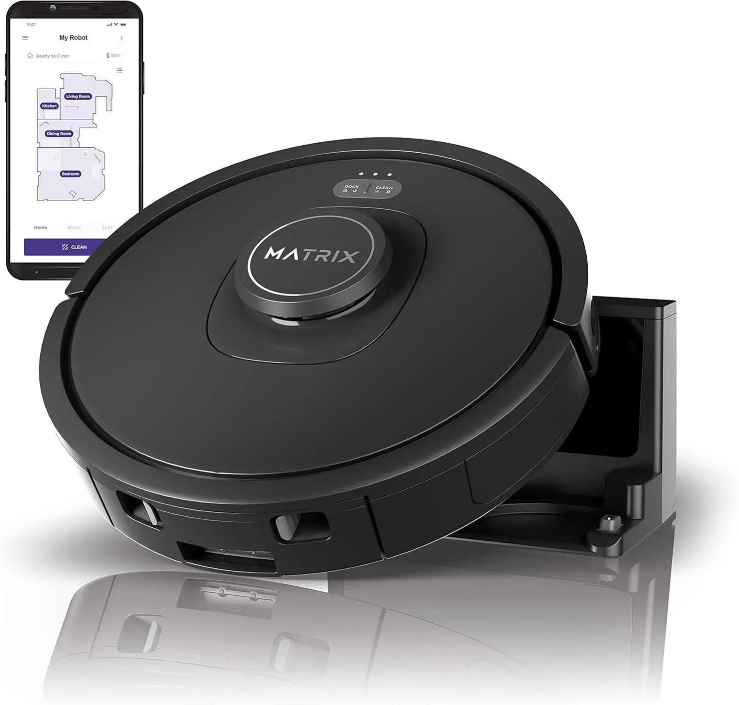 Shark RV2310 Matrix Robot Vacuum with Self-Cleaning Brushroll for Pet Hair, No Spots Missed on Carpets and Hard Floors, Precision Home Mapping, Wi-Fi, Black/Silver, 0.5 Quarts