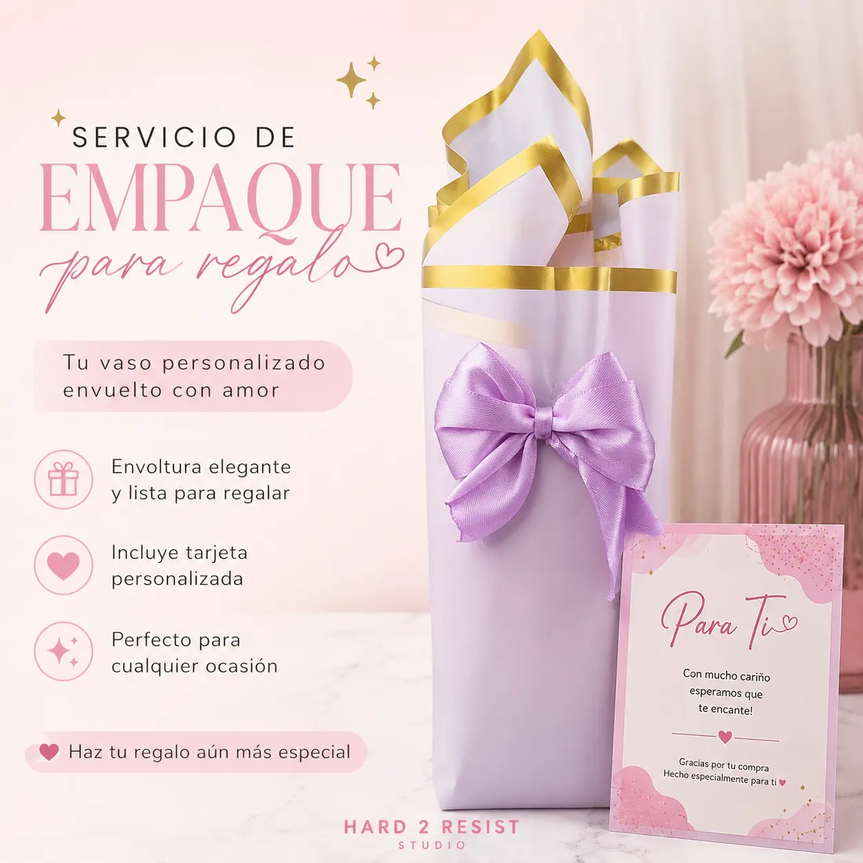 Hard 2 Resist Studio Personalized Gift Wrap Service for Vases with Elegant Packaging and Personalized Card Perfect for Any Occasion