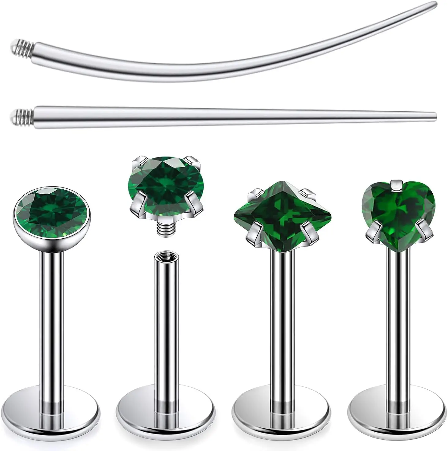 F136 Titanium 20/18/16G Internally Threaded Flat  Nose Rings Stud Earrings Lip Labret Medusa Monroe Multicolor    with Taper for Women Men