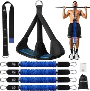 Pull Up Assistance Bands with Foot Support Pedal – 80Lbs Adjustable Resistance Bands for Home Gym Strength Training