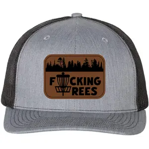 Fucking Trees Disc Golf Hat, Disc Golf Leather Patch Cap, American Flag Disc Golf Hat, Custom Disc Golf Patch Hat