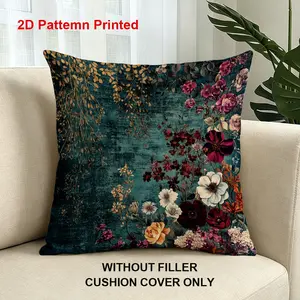 1pc, Victorian Style Pillow Cover, Vintage Poppy Rose Hydrangea Daisy Floral Design Pattern Double-sided Printed Pillow Cover, Suitable for Everyday Bedroom, Living Room, Sofa, Bed Elegant Home Embellishment Cushion Pillow Cover (No Pillow Core)