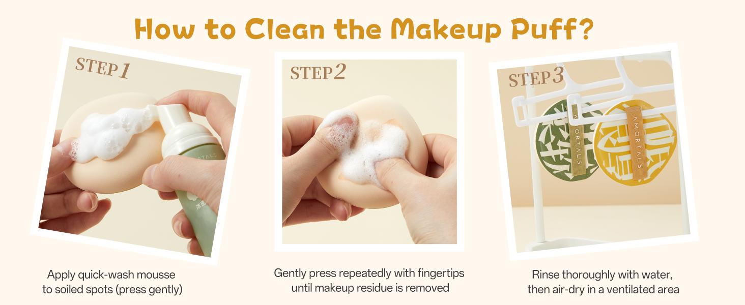 AMORTALS 2PCS XL Pad Powder Puffs Set - Soft Cushion Puffs for Smooth, Flawless Foundation, Wet & Dry Use