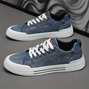 Men'S Lightweight Casual Sneakers - Breathable Fabric Upper, Durable PVC Sole, Lace-Up Low-Top Design for All-Season Comfort - Trendy Streetwear Shoes for Casual Attire, Skateboarding & Outdoor Activities, Sleek Shoe Design, Men Shoe Wide F