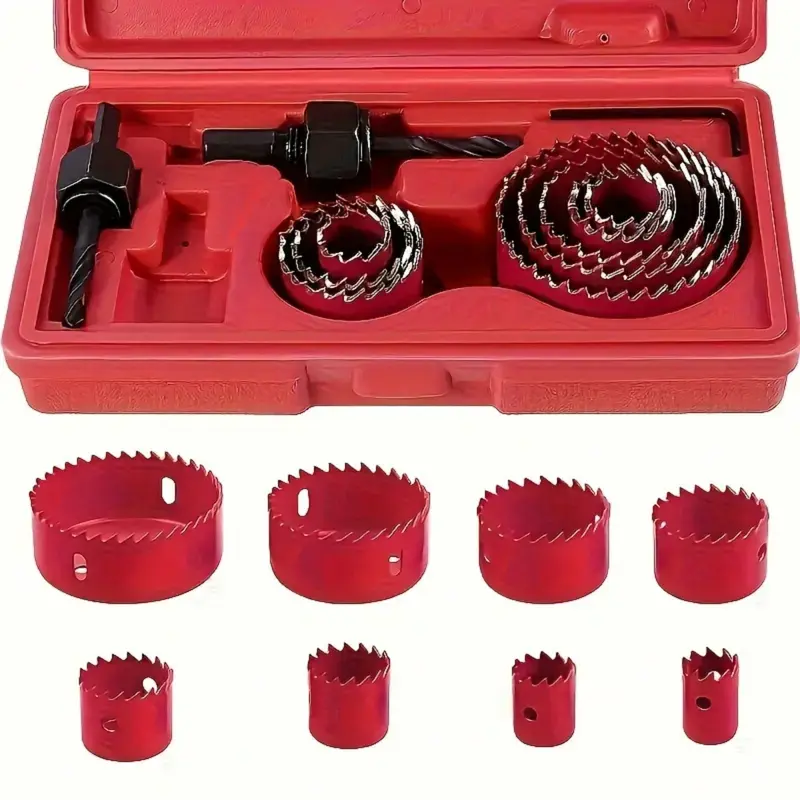 11-Piece Rotary Multi-Tooth Drill-Powered Hole Saw Kit   Tool Accessories for Wood, PVC Cutting, Home Renovations, Work Tools