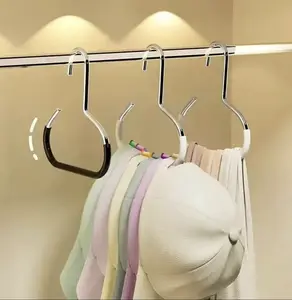 6 Counts Hat Organizer Durable Stainless Steel Hangers with Reinforced Edges for Long-Term Use Room Decor Wall Mounted Hook 5-10 kg Capacity Set 6Pcs Black