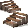 SANNAX Large 2-Piece Stackable Durable Wooden Cupcake Stand - Tiered Riser, Decorative Wood Display, Farmhouse Home Organizer for Food and Beverage, Beauty, Kitchen Countertop Storage