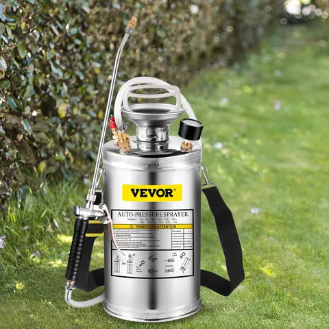 【Fallpicks】VEVOR Stainless Steel Sprayer, Set with Wand& Handle& Reinforced Hose, Hand Pump Sprayer with Pressure Gauge&Safety Valve, Adjustable Nozzle Suitable for Gardening& Sanitizing