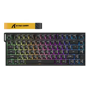 ATTACK SHARK R82 HE 8000Hz Rapid Trigger Keyboard, 0.005mm RT Accuracy 75% Wired Gaming Keyboard with Magnetic Switch, Snap Tap, Adjustable Actuation, 0.08ms Latency, RGB Lighting, with C01ULTRA LED Cable for PC/Mac