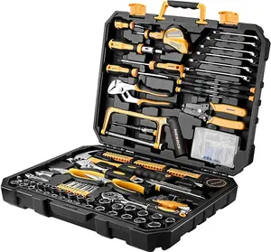 DEKOPRO 198 Piece Home Repair Tool Kit, Wrench Plastic Toolbox with General Household Hand Tool Set