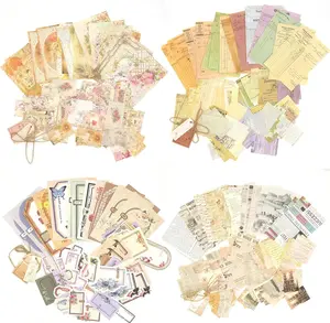 400Pcs Scrapbook Paper Kit, Journaling Supplies for Vintage Crafts Planner Bullet Junk Journal Supplies Mixed Media Collage Card Album Embellishments