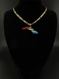 D'Luxe Essentials Gold over Stainless Steel Cuba Map Necklace