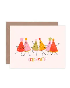 Dancing Party Hats Greeting Card Birthday Celebration