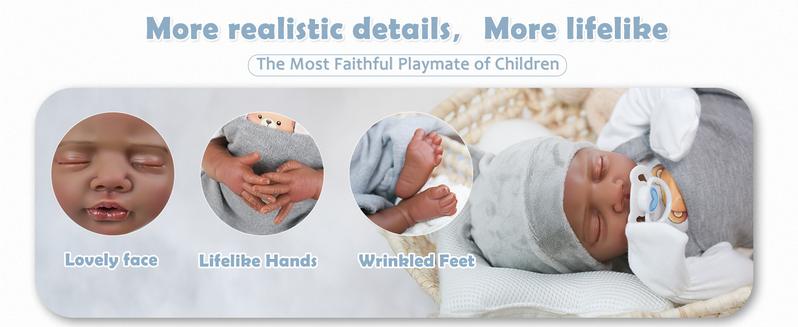 [WOOROY] Reborn Baby Doll New Released - 18 In Real Life Baby Doll African American Black & Brown Skin Boy, Lifelike Realistic Newborn Baby Doll with Soft Cloth Body, Birthday & Christmas Gift Set with Accessories for Kids Aged 3+ girl toy