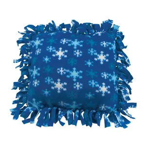 Winter Blue & White Snowflake Fleece Tied Pillow Craft Kit - Makes 6