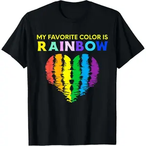 My Favorite Color Is Rainbow Pride Month Proud Ally LGBT T-Shirt Pure Cotton Graphic Tees Menswear Top: Gifts for Men & Women